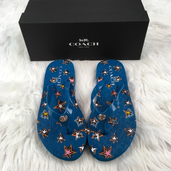 Coach Shoes - Coach Women's Abbigail Star Flip Flops Blue